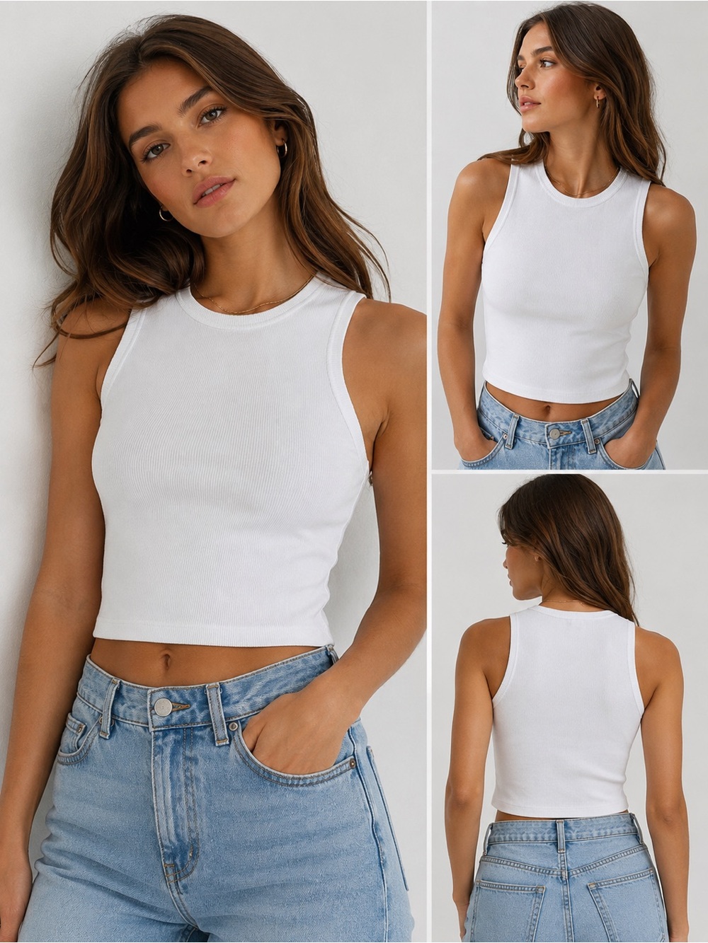 Zara White Ribbed Cropped Sleeveless Knit Tank Top Size S Perfect Clean Girl Top